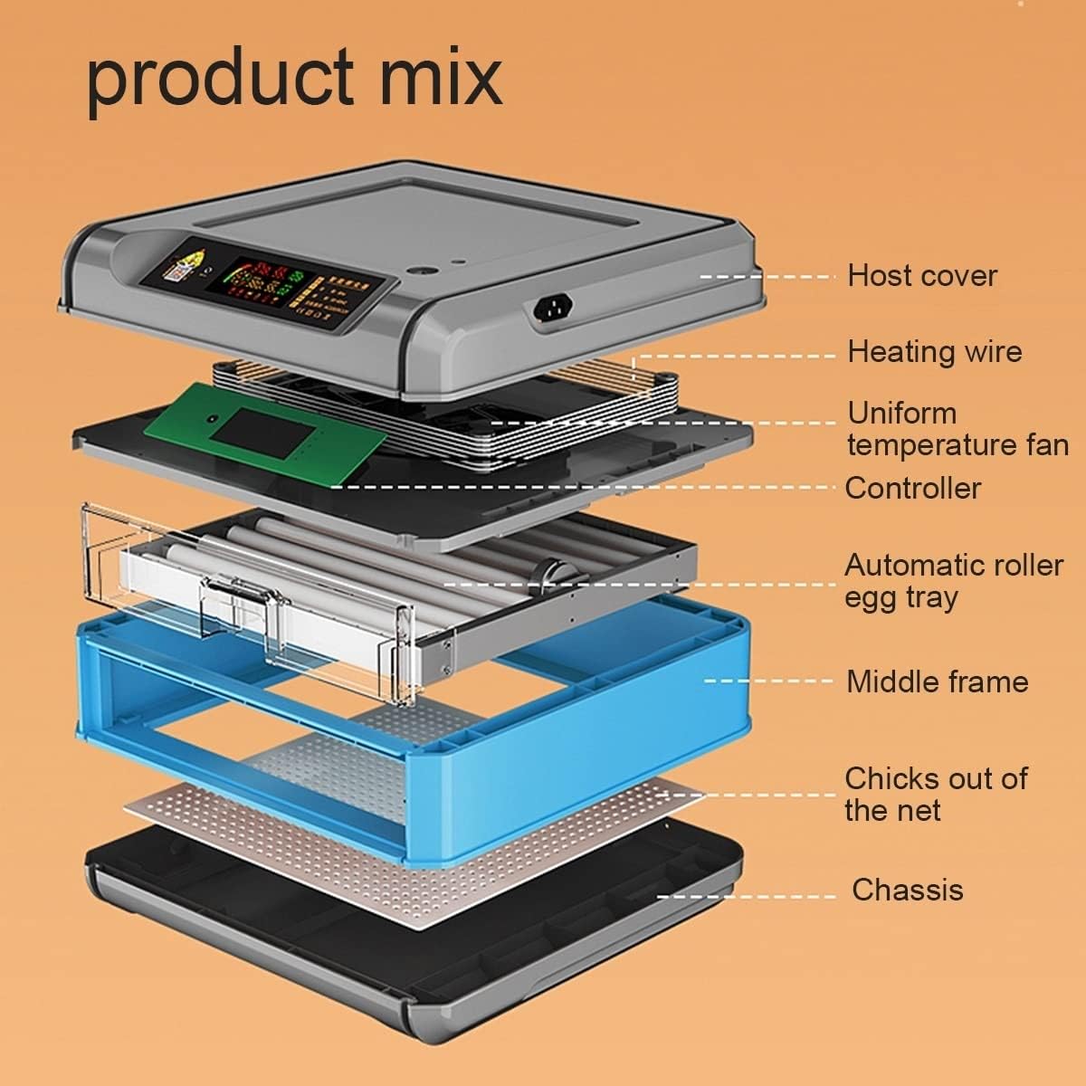 Incubadora digital de huevos con volteador automático y control de temperatura para incubación de aves de corral, perfecta para granjas domésticas y pollos en el patio trasero