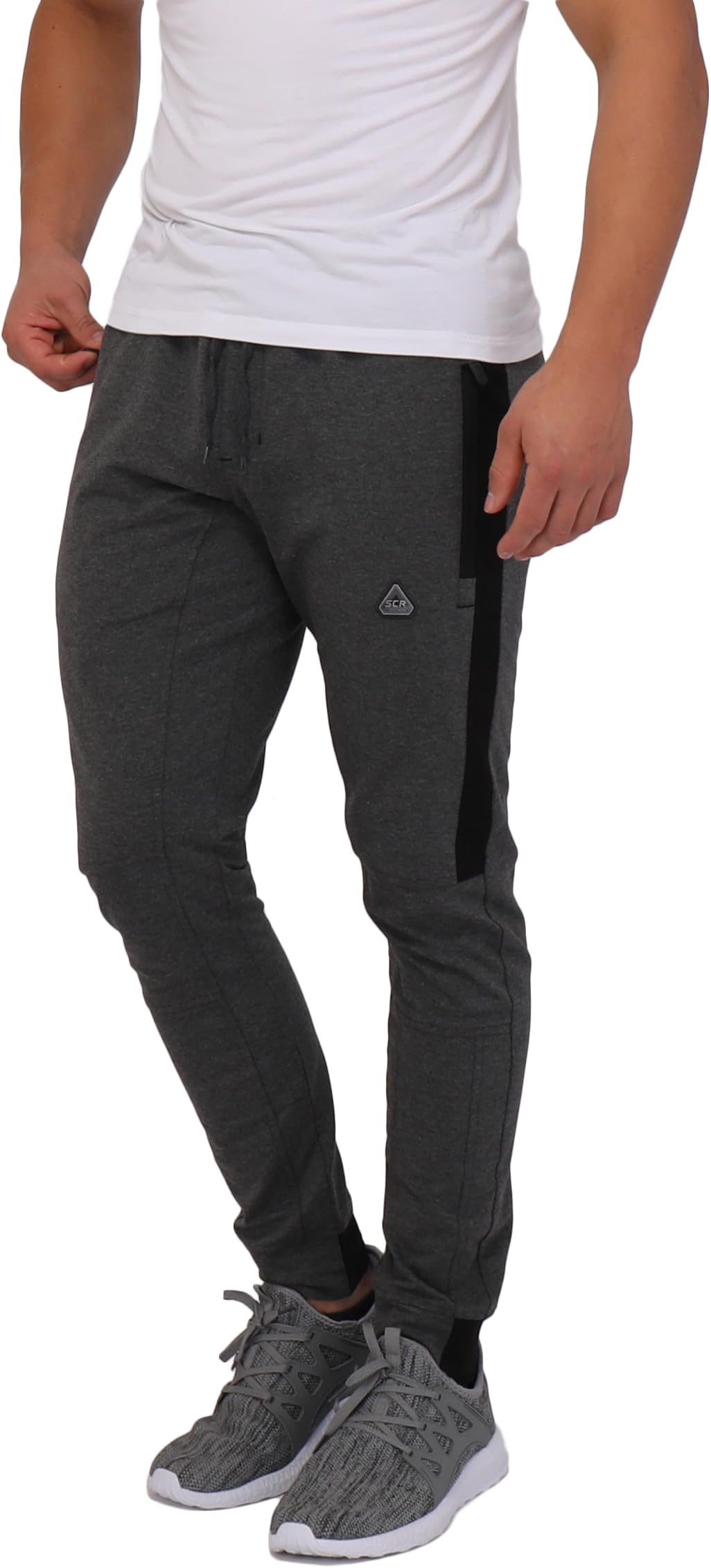 SCR SPORTSWEAR 33/36 Inseam Men's Striped Jogger Pants Cuffed Sweatpants Training Workout Pants Slim Tall Long
