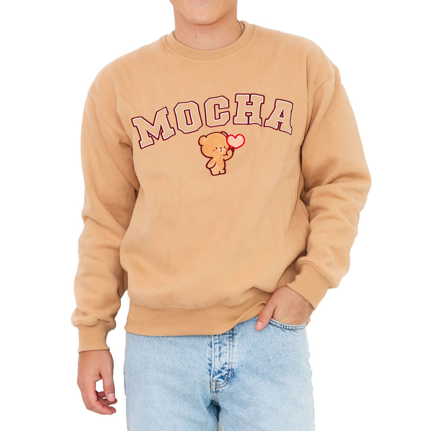 Milkmochabear Sudadera casual de manga larga con cuello redondo y ajuste relajado