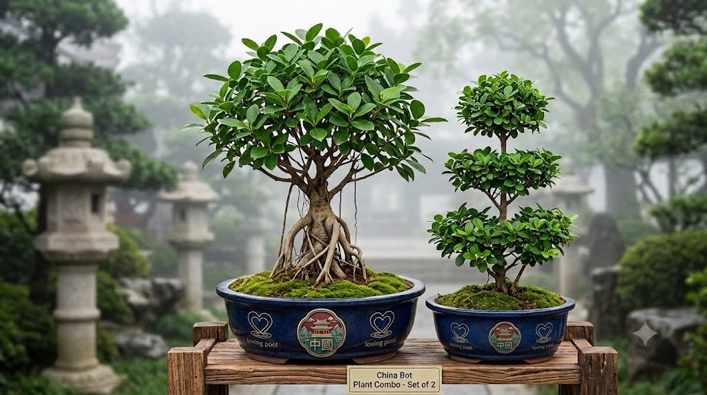 Live China Bot Plant, Ficus Microcarpa Live Plant Decorative/Ornamental plant, Healthy Indoor/Outdoor & Bonsai Tree (pack of -2) With Pot 011-image-37