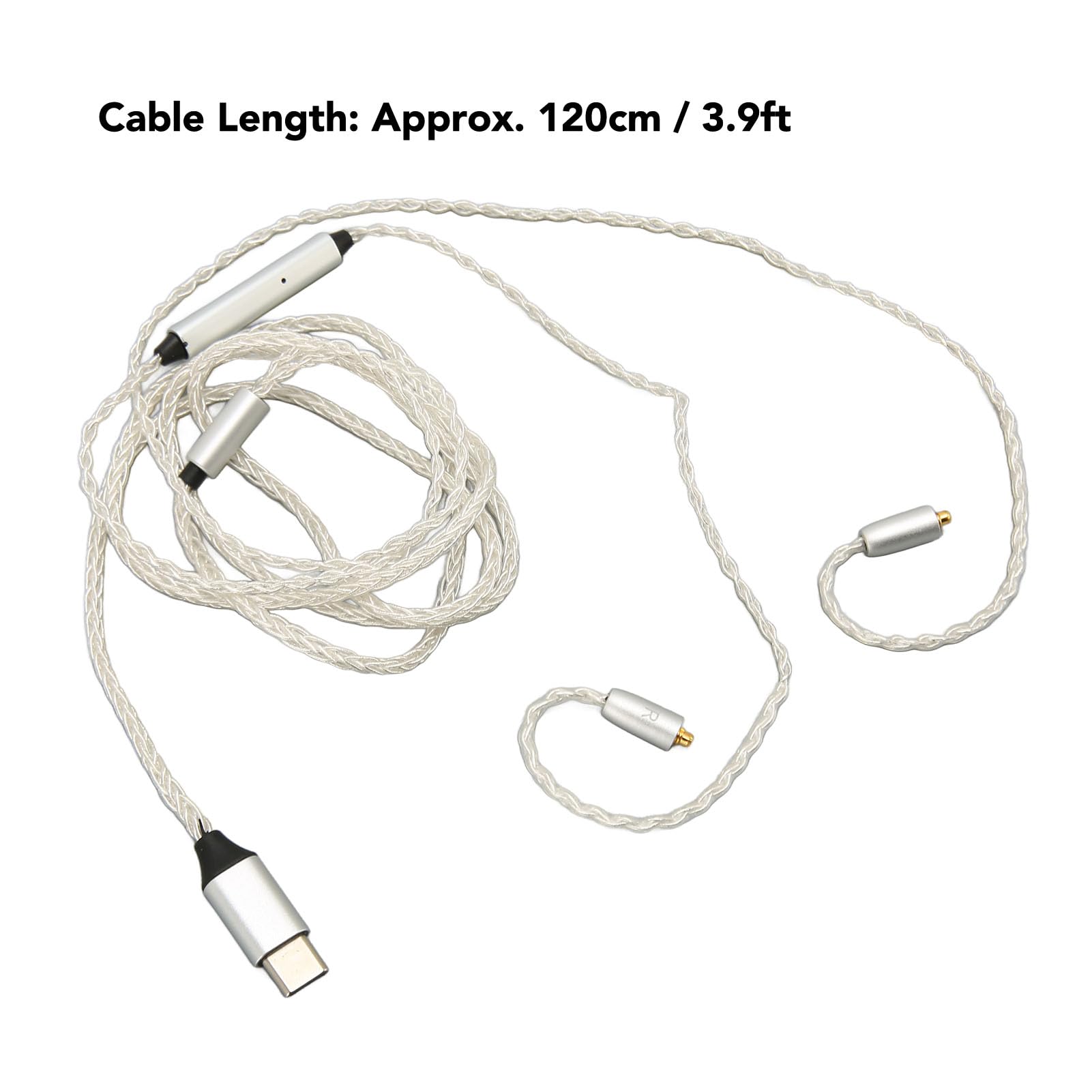 Annadue Typ C bis für MMCX Kabel, Ersatz Earphone Upgrade Kabel mit MIC für SE215 SE315 SE535 SE846 für UE900 White 3,9ft