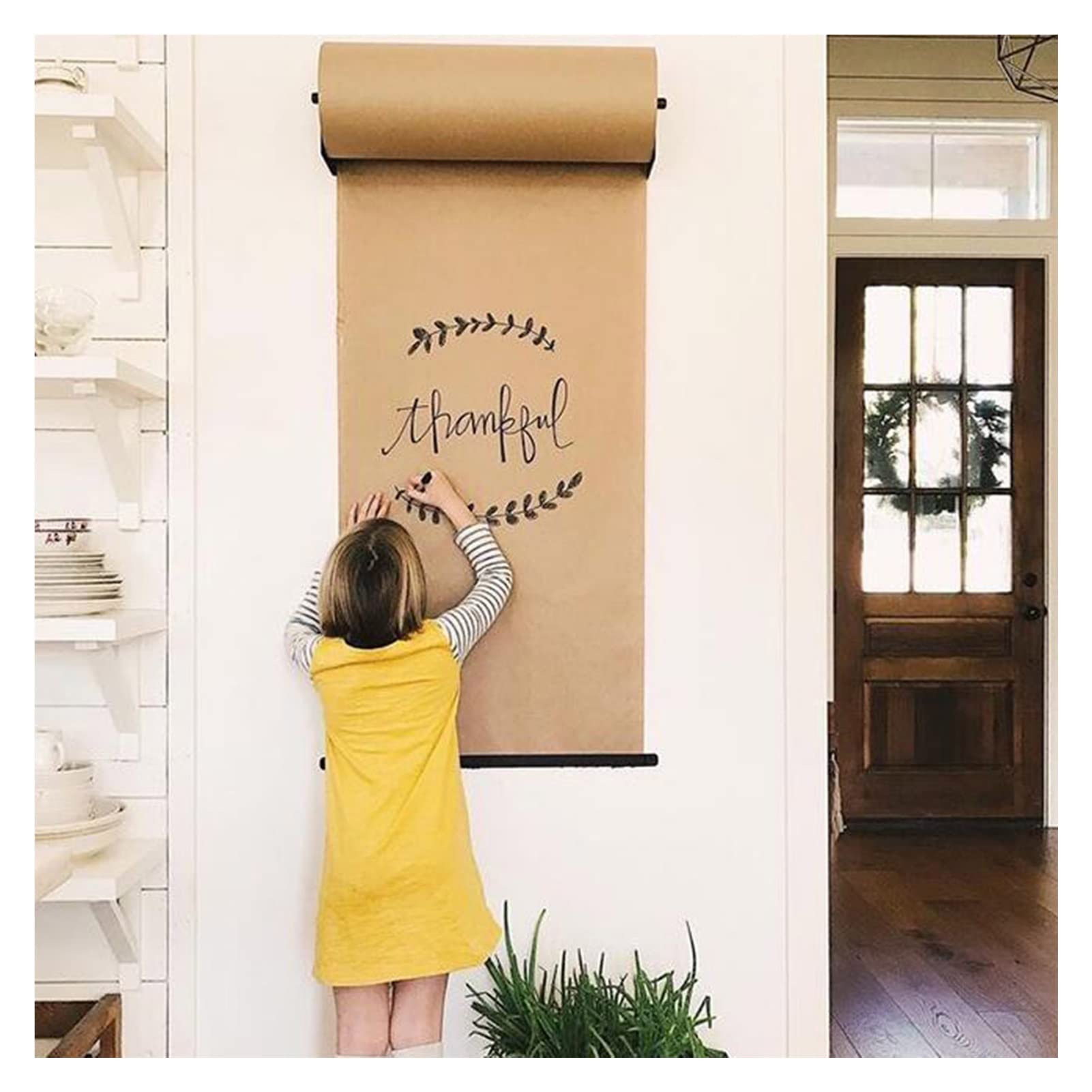 Distributeur Mural De Rouleau De Papier Kraft, Coupe-Rouleau De Papier Durable pour La Maison, La Cuisine, Le Bureau, Le Restaurant Ou Le Studio, Largeur 67 Cm.