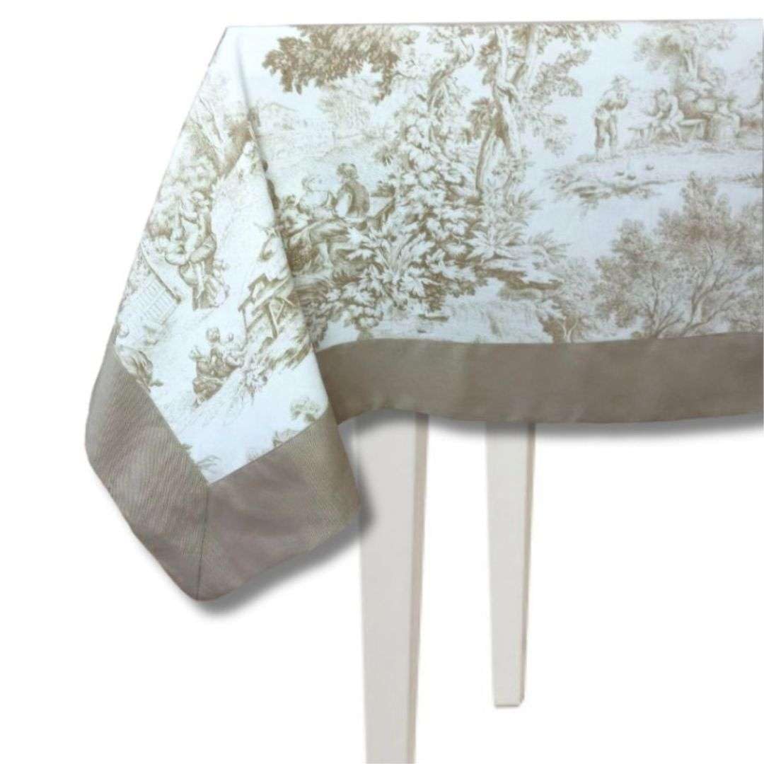 RICAMI FIORENTINI BALDI Nappe de table en coton 100 % TOILE DE JOUY avec volants couleur uni. Produit en Toscane (carré 180 x 180 cm)