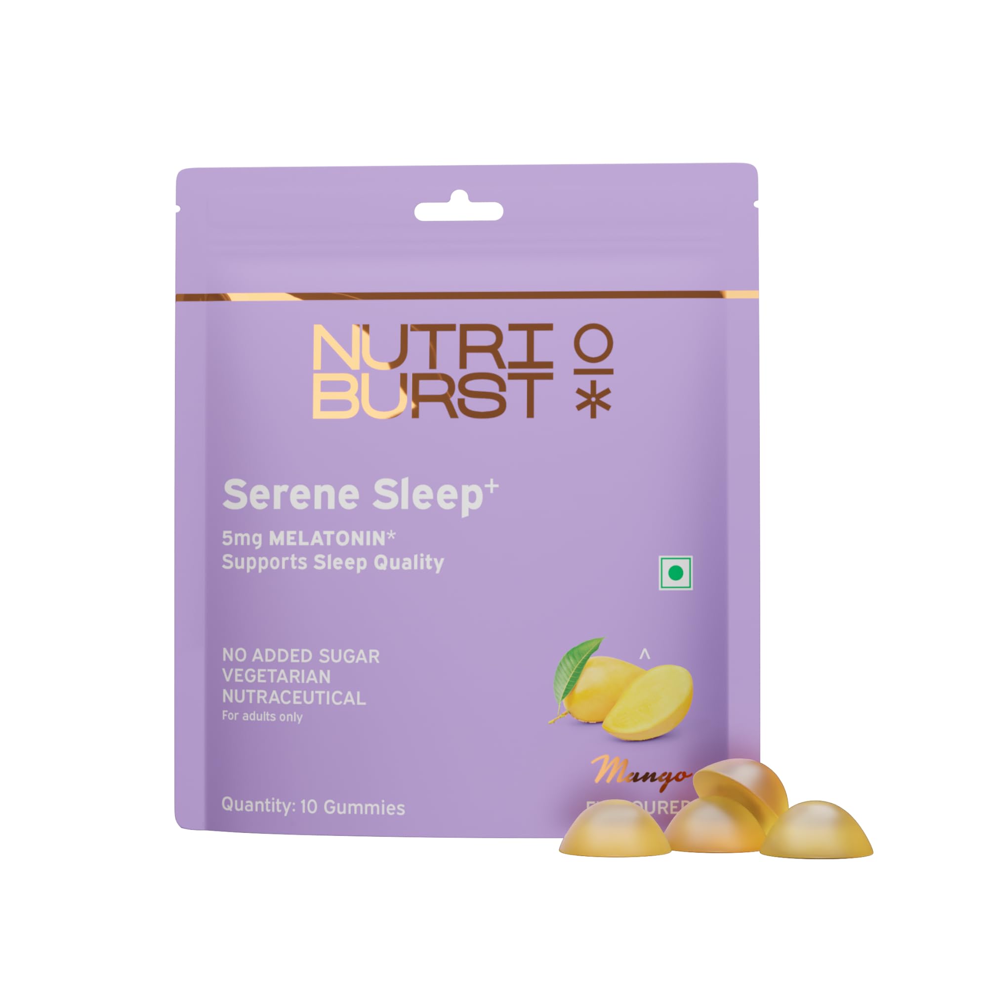 Nutriburst Serene Sleep 5MG Melatonin Gummies for Quality Deep Sleep, Fresh Wake Up | No Stress & Anxiety | Natural Non-Addictive, Non Habit Forming Sleep-Aid | Mango Flavor | 10 Gummies-image-41