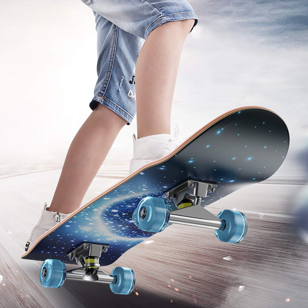 AAA Legno d'Acero Skateboard Completo, 30 * 8in PU Resistente Usura Ruota+ABEC-7 Muto Cuscinetti carico330 lb, per Adulti e Bambini,