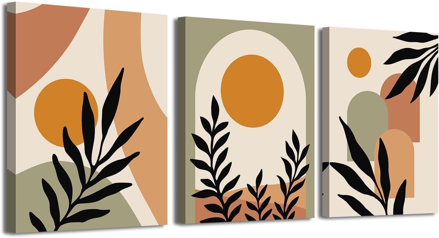 **SIMILAR TO** Daktenn Boho Wall Art Set of 3 Matisse Wall Art Minimalist Wall Art Abstract Geometric Prints Artwork for Bathroom Living Room 12\"x16\"x3 Panels 12\"x16\" (3 Pieces)