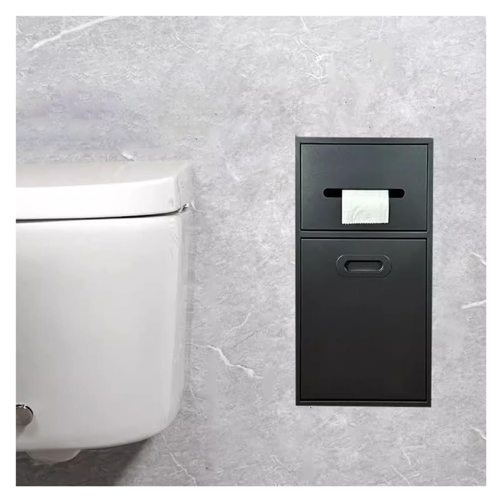 QUSYZD Stainless Steel Shower Niche - Waterproof Recessed Bathroom Storage for Shampoo & Toiletries, Black Toilet Paper Holder, Space-Saving Organizer - Stylish &,Black-50x20x14cm