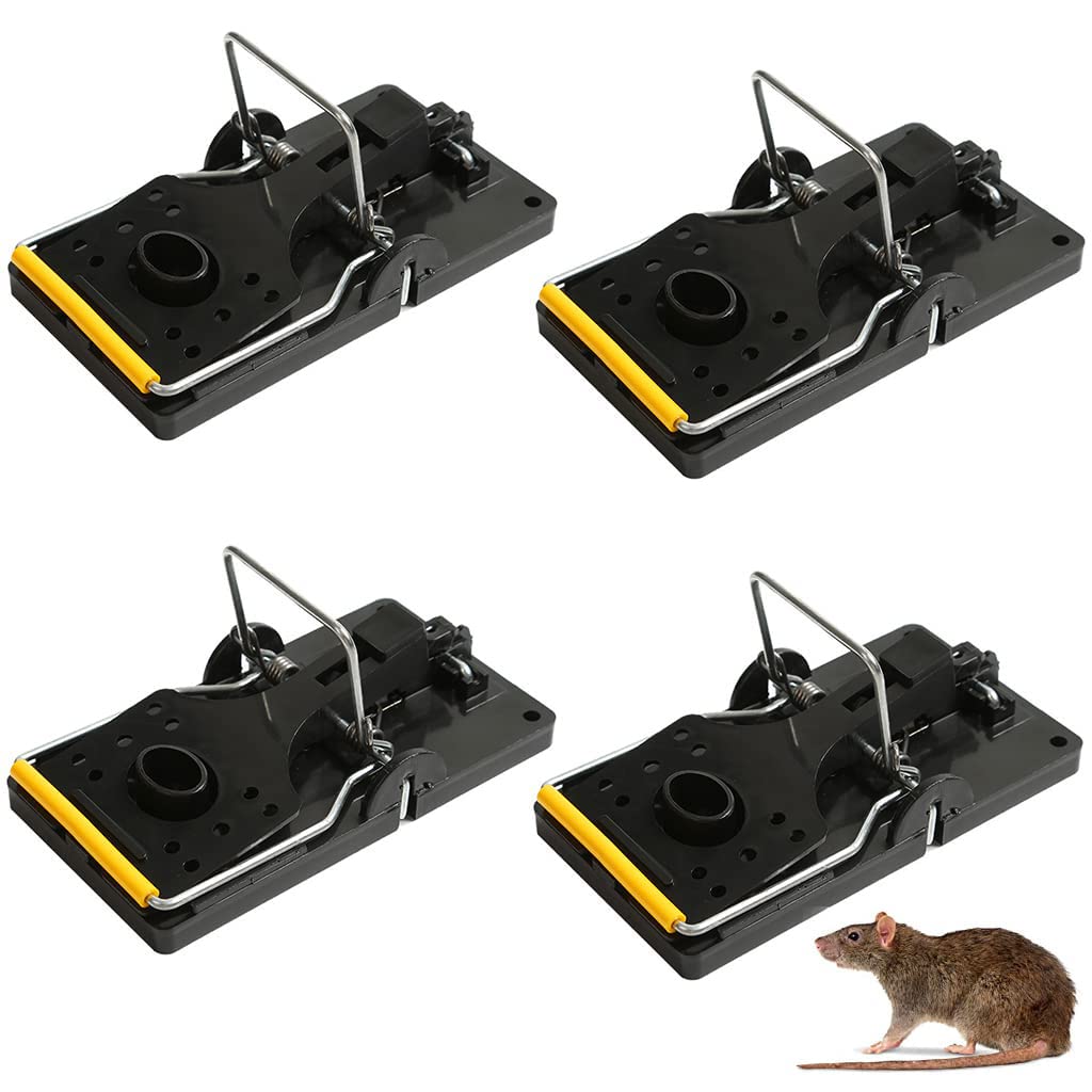 4Pcs Rat Traps House Garden Patio, Reusable Mouse Traps for Mice, Rats, Chipmunks, Squirrels, Hamsters and Other Rodents, Quickly Slam Rat Killer for Indoor and Outdoor (Large)