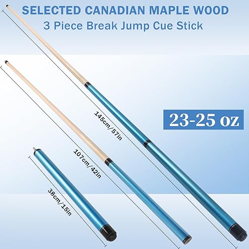 Miniatura 5 de IIQ 2 in 1 Jump Break Stick 23~25oz 28oz Heavy Hitter Jump Break Pool Cue Stick 3 Pieces Canadian Maple Wood
