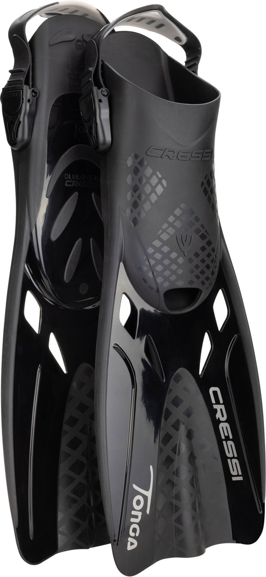 CRESSI Tonga Adjustable Short Fins Set With Full Face Mask, Wide Vision Baron - Ideal for Snorkeling, Swimming, Adults