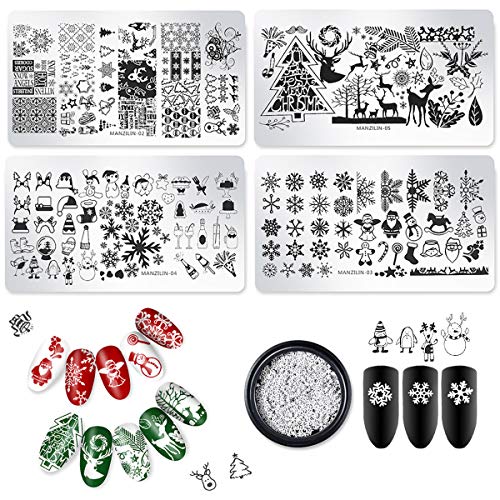 Christmas Nail Art Stamp Plates Nail Stamping Templates DIY Colorful Butterflies Nail Sets Cartoon Pattern Image Plates with Scraper and Stamper