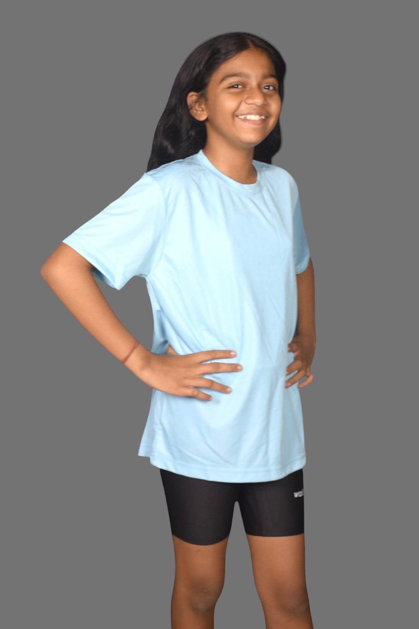 Aqua Holic Spandex Girls's Regular Fit Tights With Half Sleeves Tshirt | Adjustable, Quick Drying Set for Swimming, WaterParks, Surfing & Other Sports - Light Blue - 14-15 Years 1