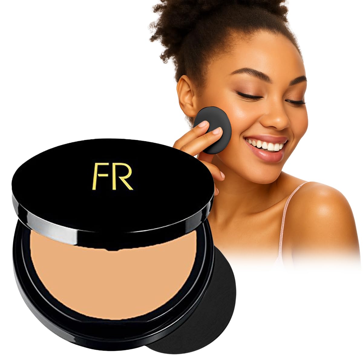– Luxury Oil Blotting Pressed Powder by Flori Roberts, Long Lasting Oil and Shine Control, Flawless Complexion for Women of Color or Deeper Skin Tones