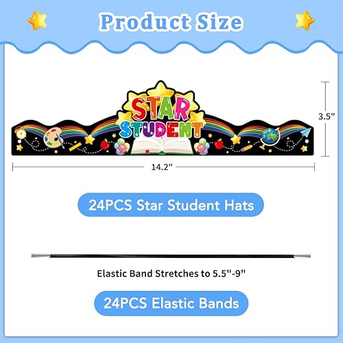 Miniatura 7 de FaCraft 24 coronas de estrella para estudiantes para niños, estudiantes, sombreros de papel de estrella de la semana, decoraciones de coronas de
