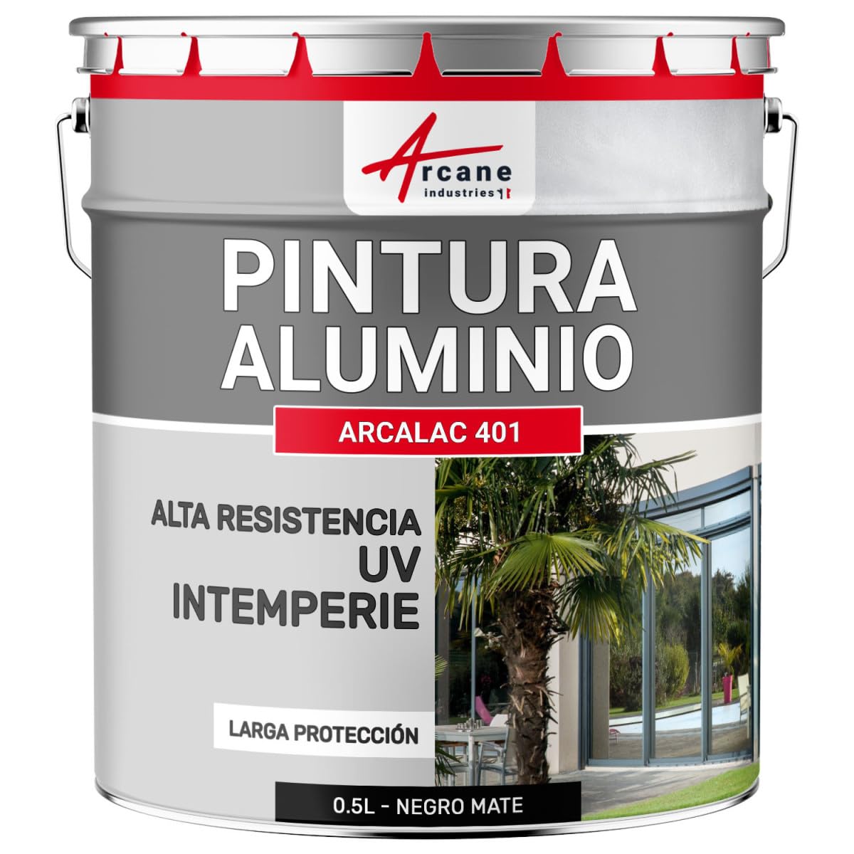 ARCANE INDUSTRIES Pintura para aluminio - ARCALAC 401-0,5 L Negro Mate - RAL 9005