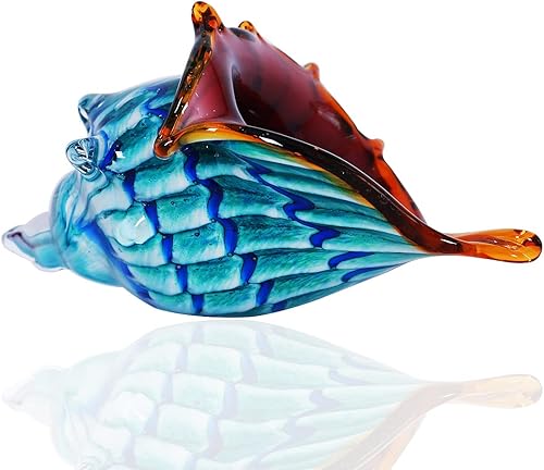 Miniatura 1 de EUSTUMA Hand Blown Glass Conch Figurines Ornament,Sea Animal Ornament for Home Decor,Sea Animals Collection for Birthday Gift,Glass Seashell