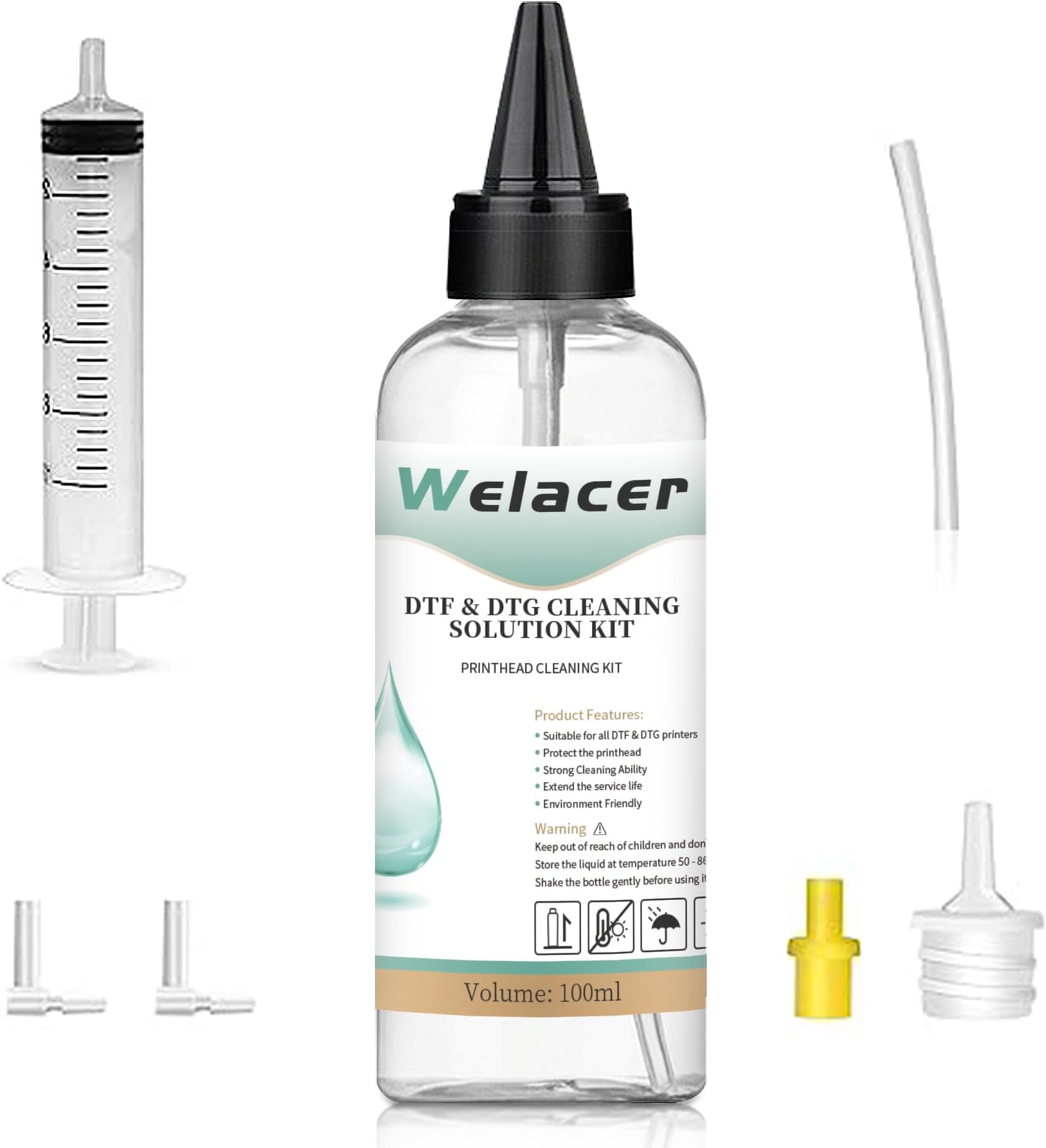 100ml DTF Printhead Cleaning Solution for ET8550 L1800 XP-15000, DTF Print Head Cleaner Fluid Supplies, Universal Printer Nozzle Cleaner for All DTF Printers-Work with DTF DTG Ink