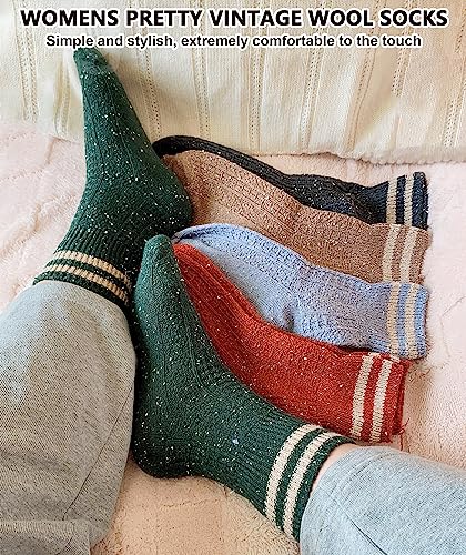 Image of IIG Cute Warm Wool Socks for Women Super Cozy Thick Crew Winter Socks Gifts, 5 Pairs