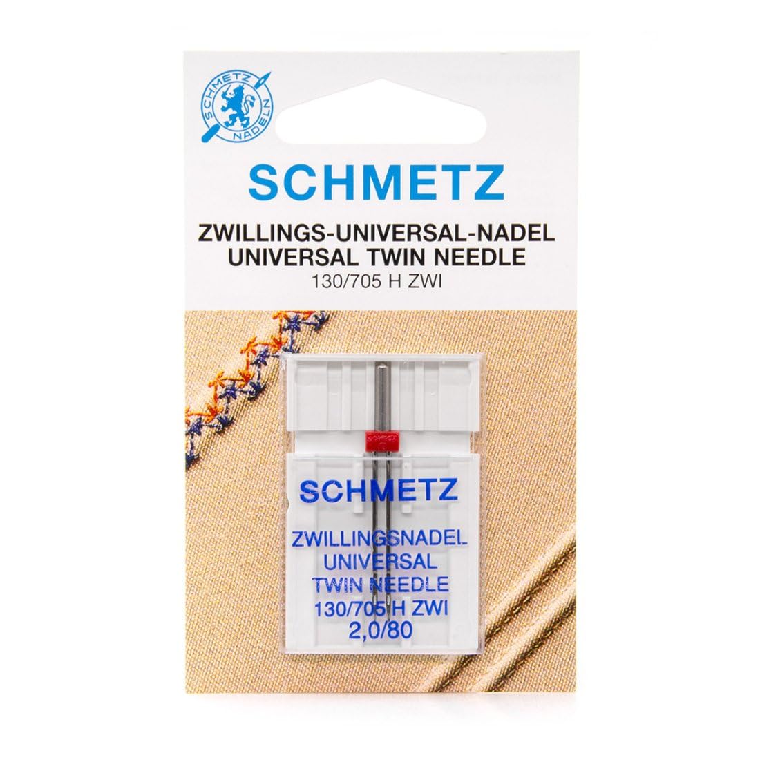 SCHMETZ | 1 Sewing Machine Needle | Universal Twin | 130/705 H ZWI 2.0 | Size 80/12 | Suitable for All Common Household Sewing Machines