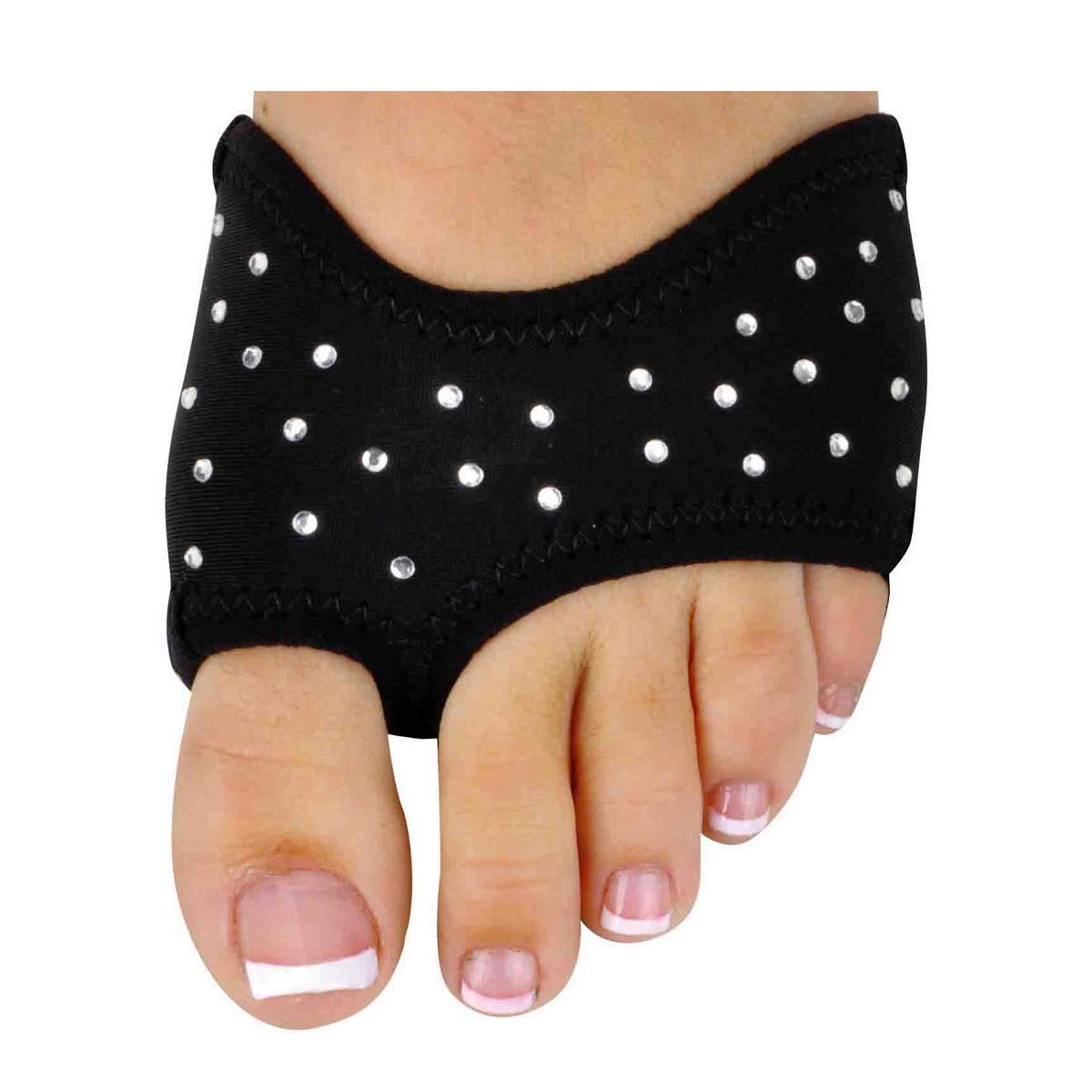 NEOPRENE HALF SOLE SANDAL (Large (8.5-12) (large also fits men’s 6.5-10), BLACK WITH RHINESTONES)