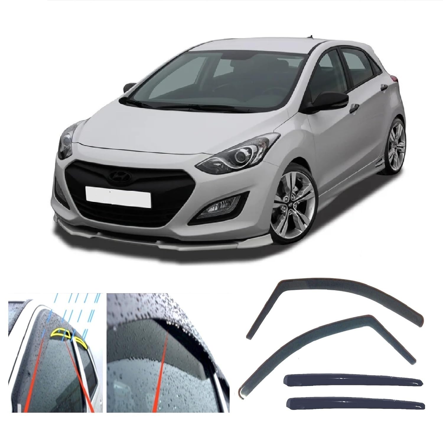 4 x Regen-Windabweiser für Hyundai i30 2012 2013 2014 2015 2016