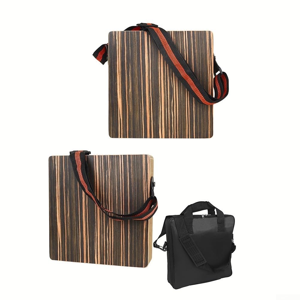 Reise-Cajon-Box-Trommel, Handtrommel, tragbares Holz-Percussion-Instrument mit Saiten für Soundeffekte, bequemes Tragen (CAJON + TASCHE)