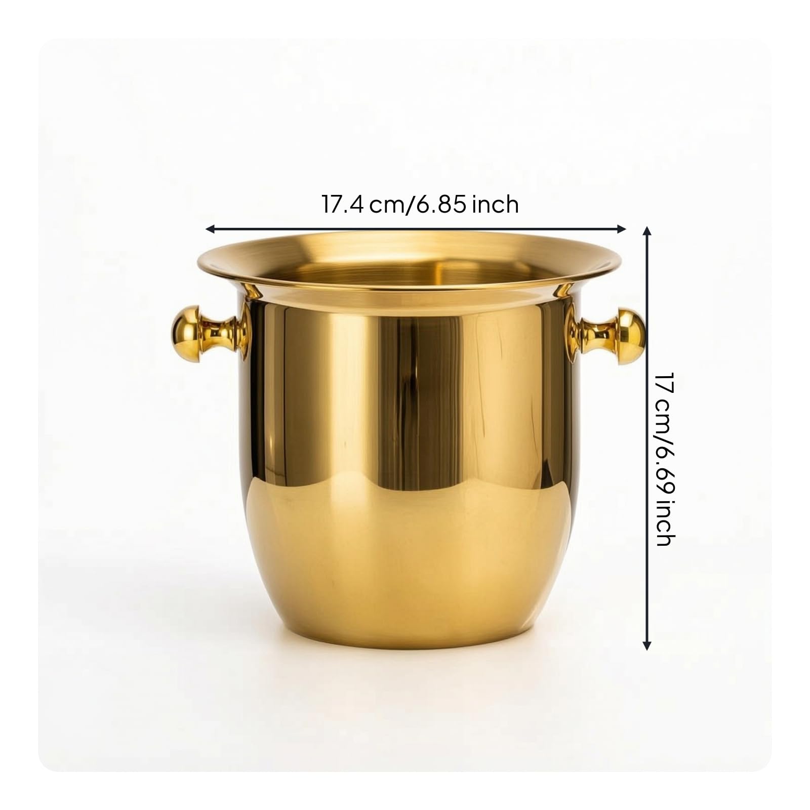 Eiskübel mit griffen doppelgriffig sektkühl elegant kühl für gastgeb, gastronomen, hausbar, 2L, Modern Minimalistisch, Trompetenform, Gold