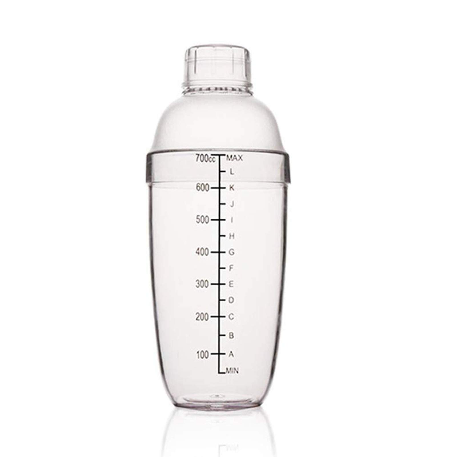 FEOOWV Plastic Cocktail Shaker, Drink Mixer Hand Shaker Cup with Scales, Bar Tool, Transparent (24 oz / 700cc)