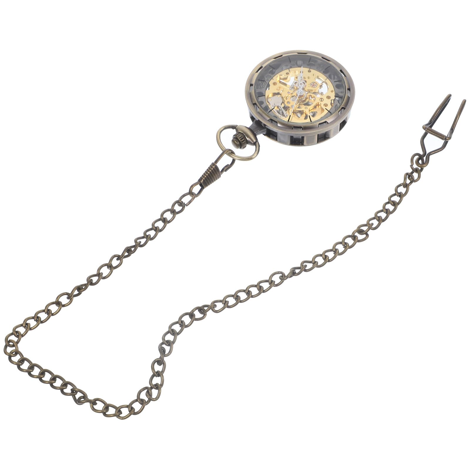 OSALADI Vintage Taschenuhr mit Bild Manuellem Handaufzug Durchbrochener Legierung Retro Uhr als Geschenk oder Kleidungsdeko