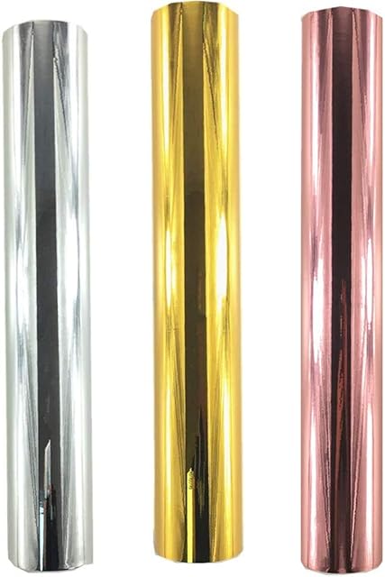 MESOAR Holographic Rose Gold Silver Chrome Vinyl Adhesive Permanent Sheet Gloss Metallic Craft Vinyl for Silhouette Tumblers Cameo Craft Cutter Vinyl,12inch by 12inch,3PCS (Gold+Silver+Rose Gold)