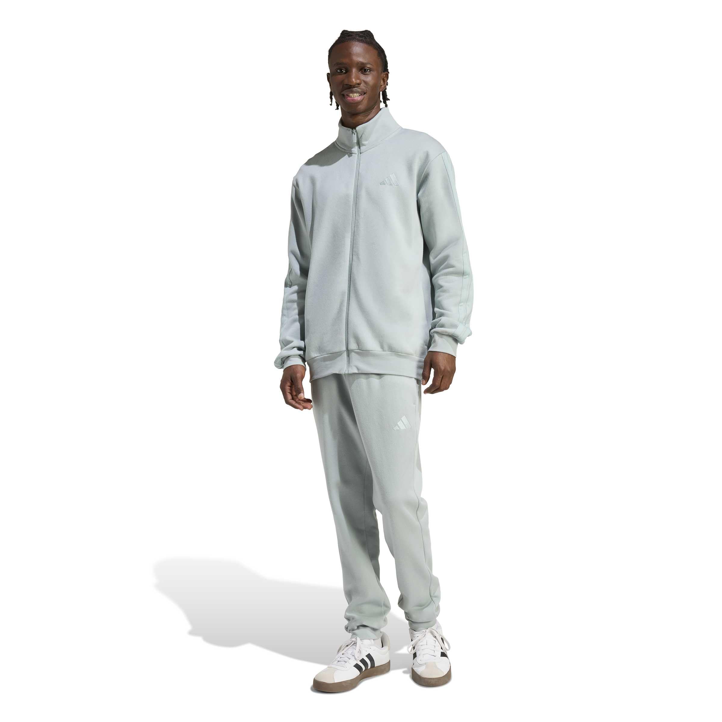 adidas Homme SPORTSWEAR BASIC 3 STRIPES FLEECE TRACKSUIT, Wonder Sage, L