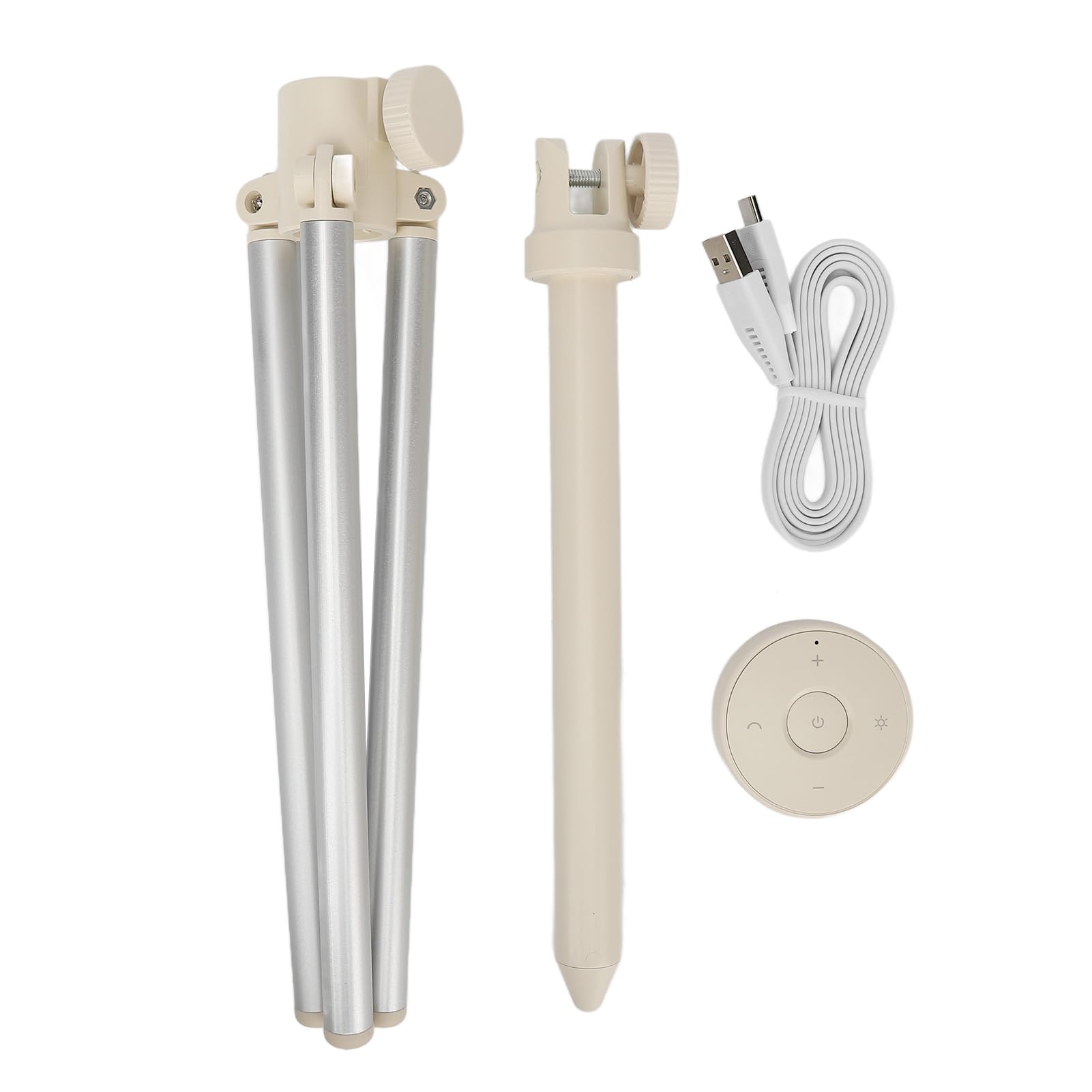 Chrees Ventilador de Camping con Trípode Recargable de 10000 MAh, con Luz Nocturna y Banco de Energía para Acampar Al Aire Libre, Tienda de Campaña, Pesca, Barbacoa (Beige)