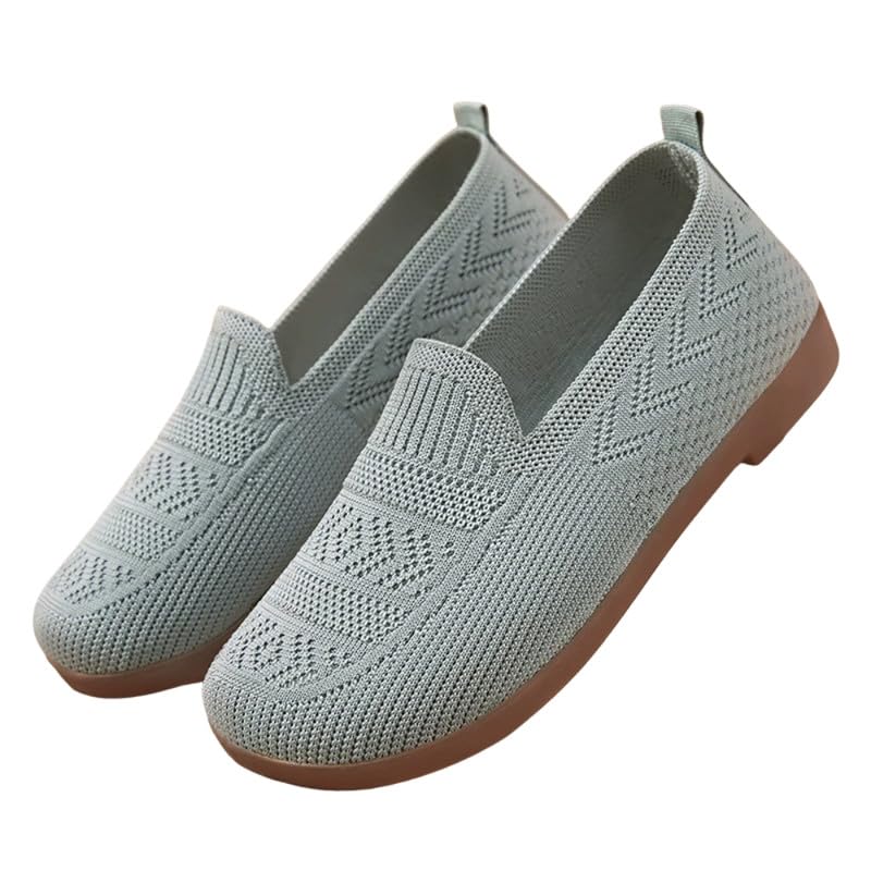 Women's Spring Breathable Mesh Cloth Shoes – Lightweight Slip-On Hollow Flat Shoes| 37 | Light Green-image-4