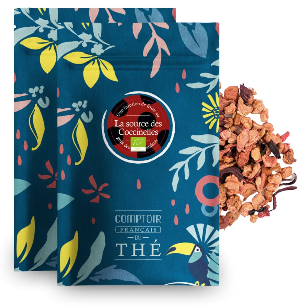 COMPTOIR FRANÇAIS DU THÉ - 2x100 g d'infusion fruitée | Notes de fruitée et gourmande - Délicieux chaud ou glacé, parfait en thé glacé maison - coffret thé à offrir - thé de Noël