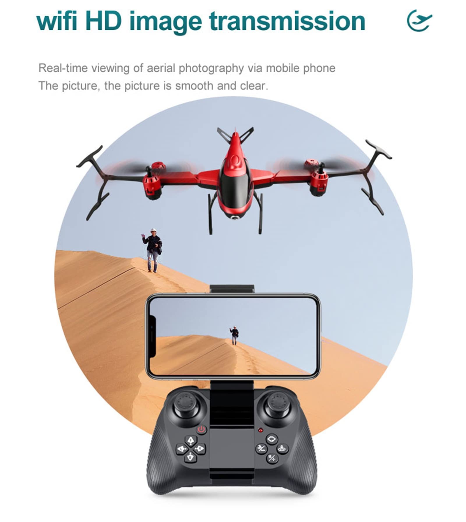 Dron do fotografii lotniczej 4K, dron z kamer膮 HD 4K, dwie baterie, sygna艂 wysokiej cz臋stotliwo艣ci 2,4 GHz, transmisja obrazu Wi-Fi HD