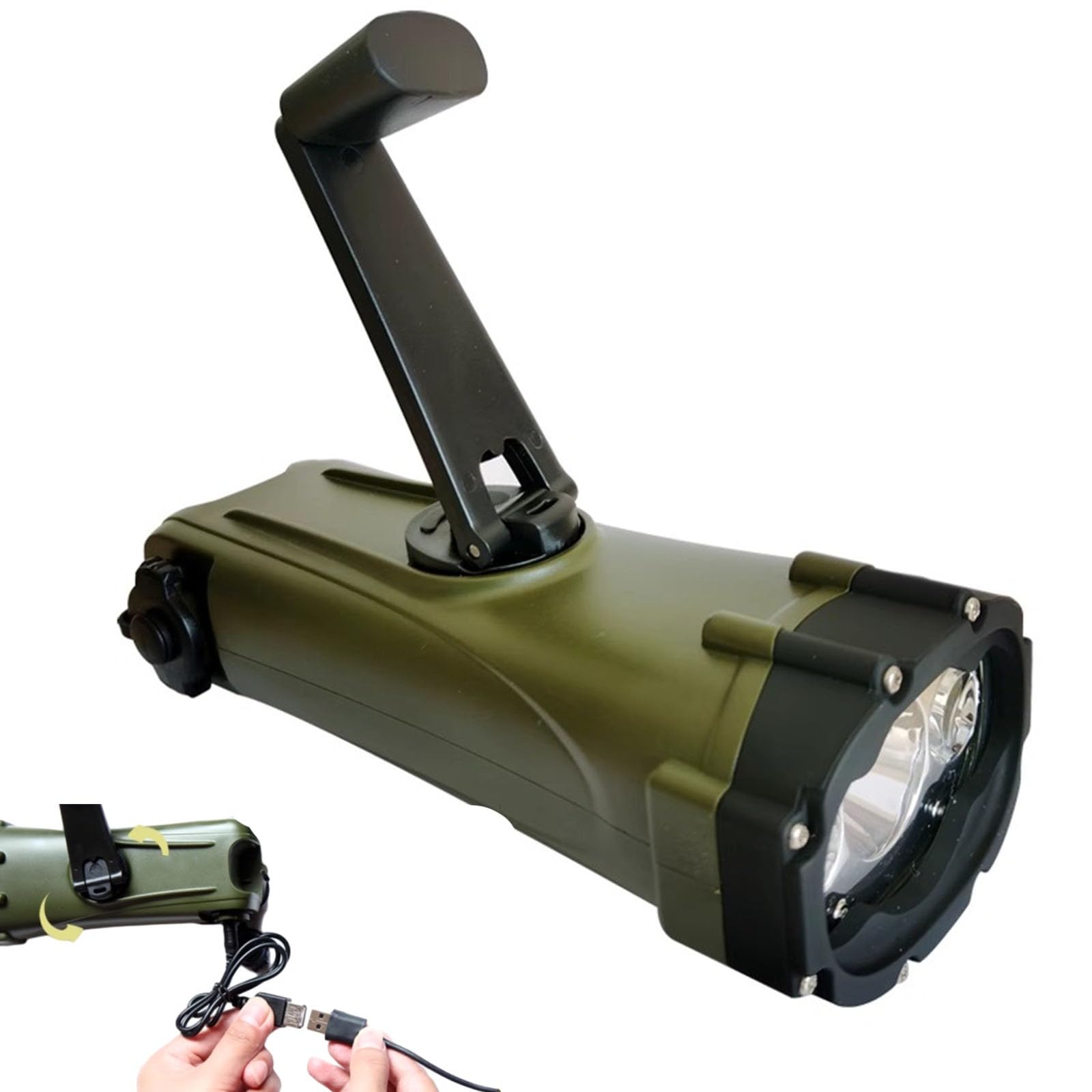 Torcia elettrica manuale manuale con luce commutabile, torcia elettrica dinamo ricaricabile tramite USB per uso domestico, torcia manuale impermeabile per esterni con manovella