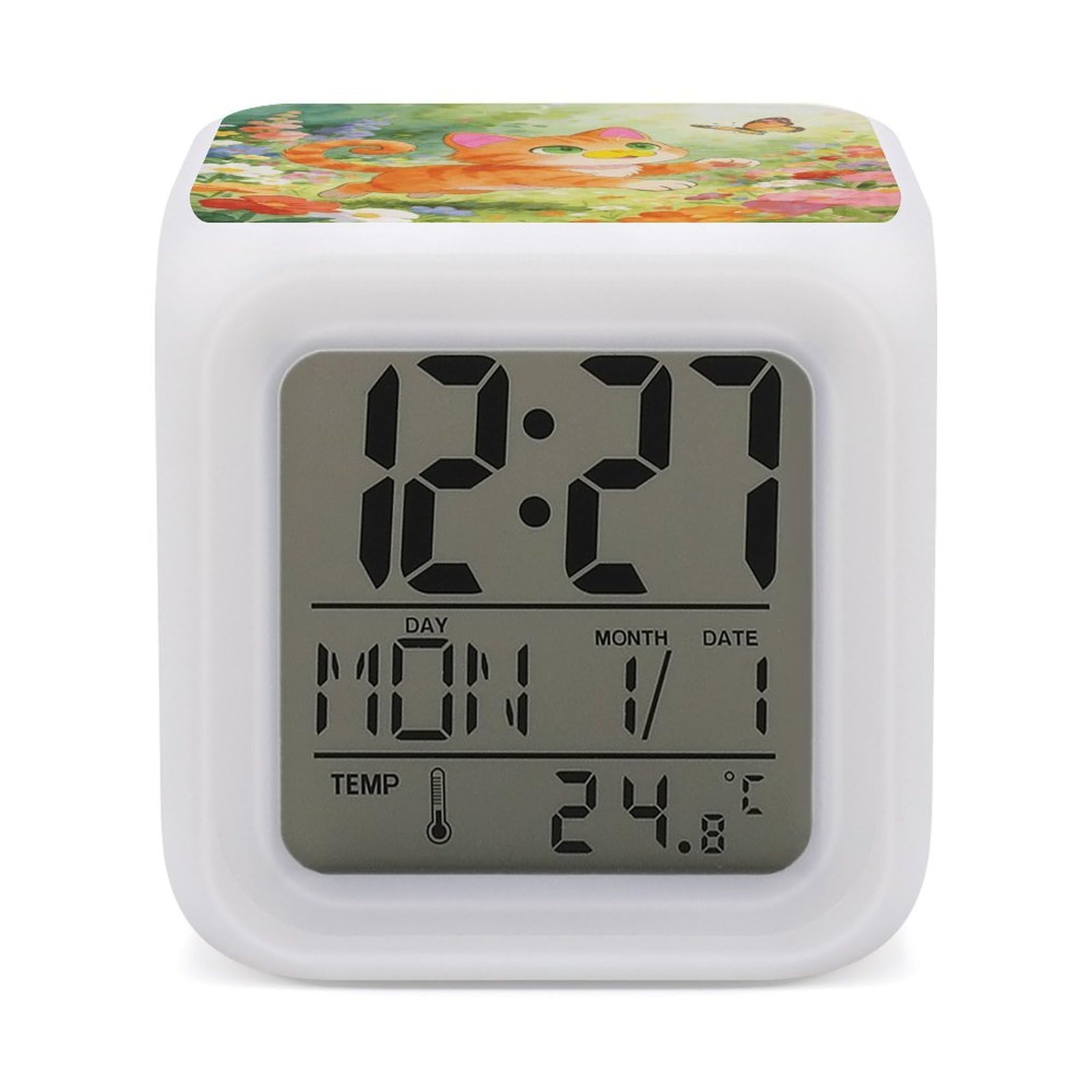 Reloj de escritorio eléctrico con pantalla digital clara y luz nocturna