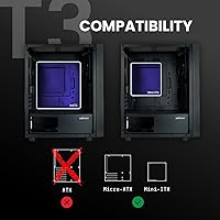 Vista 7 de Zalman T3 Micro ATX Case, MATX PC Case with 2 x 120mm Fans Pre-Installed, Full Tempered Glass Side Panel, Compact Mini Tower Gaming Computer Chassis