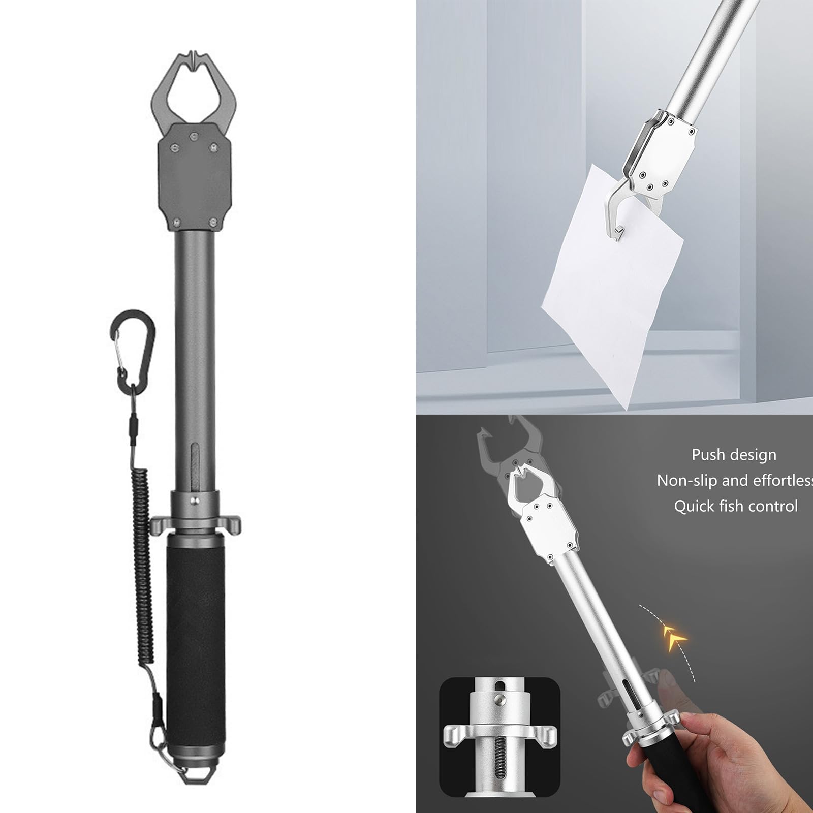 Zangen Lippengriff Fisch Controller, Aluminiumlegierungen, Fisch Lippengreifer Körperklemmen mit rutschfestem und Lanyard Angelklemme