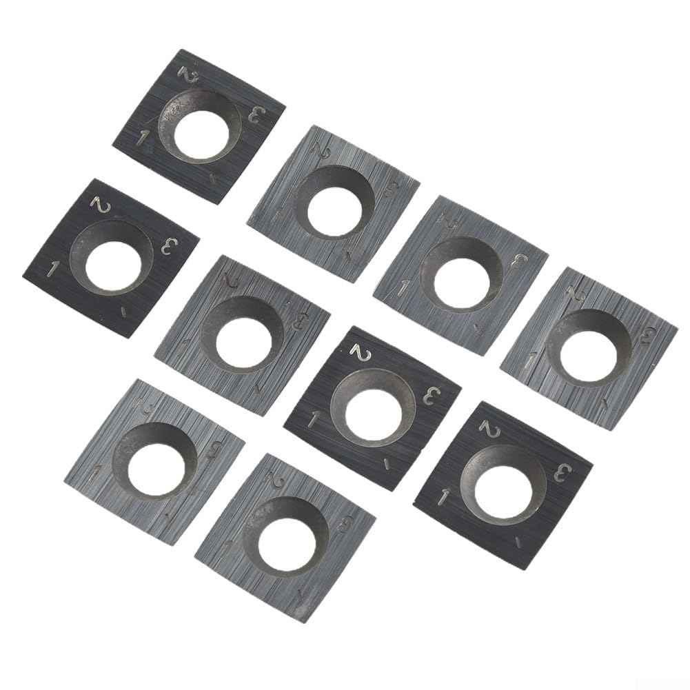 Set di 10 piastre reversibili in metallo duro 15 x 15 mm per testa pialla