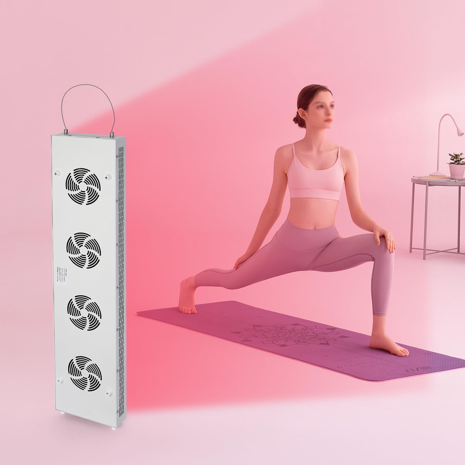 Lampada a infrarossi, 600 W, luce rossa a infrarossi vicini, 120 LED, luce terapia, 4 ventole di raffreddamento, utilizzabile verticalmente e orizzontalmente, protezione contro il surriscaldamento