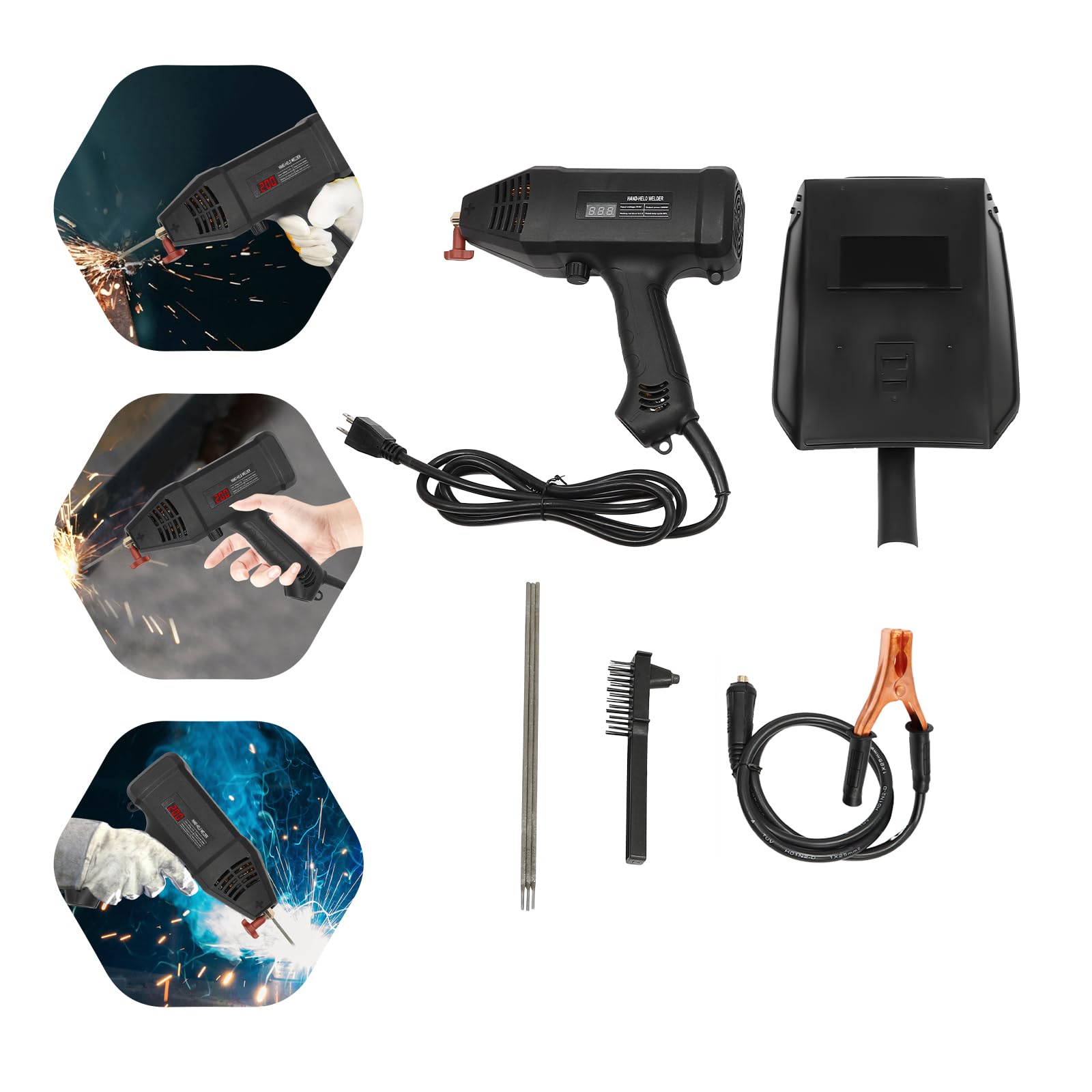 Saldatrice per elettrodi, 220 V/3000 W, portatile, con display a LED e cassetta degli attrezzi, IGBT Inverter Stick Arc saldatrice, per riparazioni, professionale
