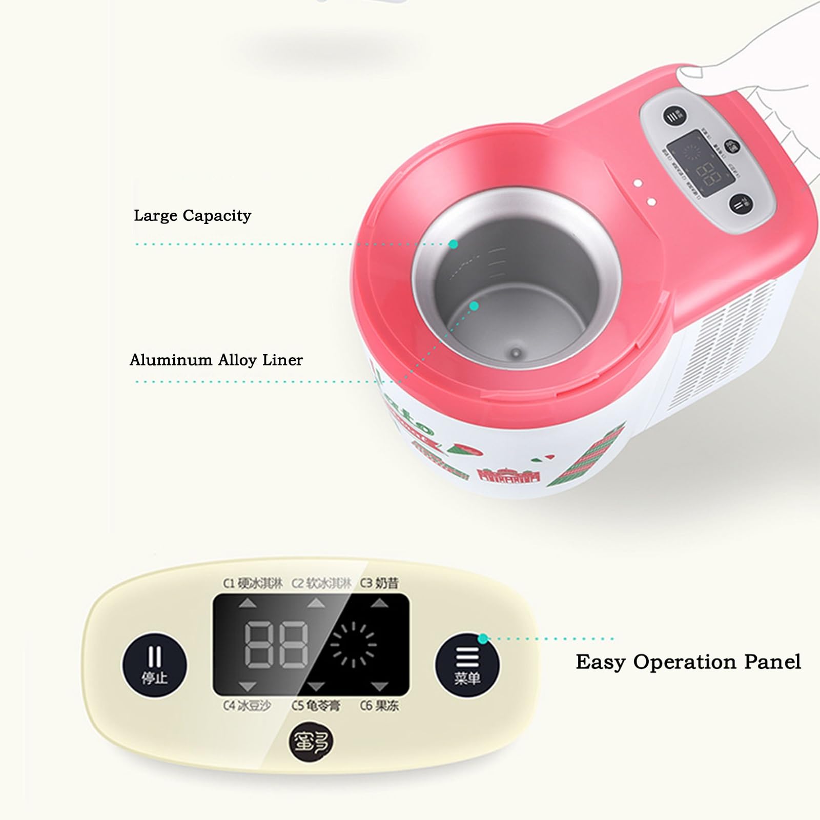 HASMI Heladera Máquina de Helados de Frutas Completamente automática for el hogar de 700ml, máquina de Helados for el hogar, máquina de postres de Yogur de 220V Hacer Helado (Color : A), Dingzhebo2022