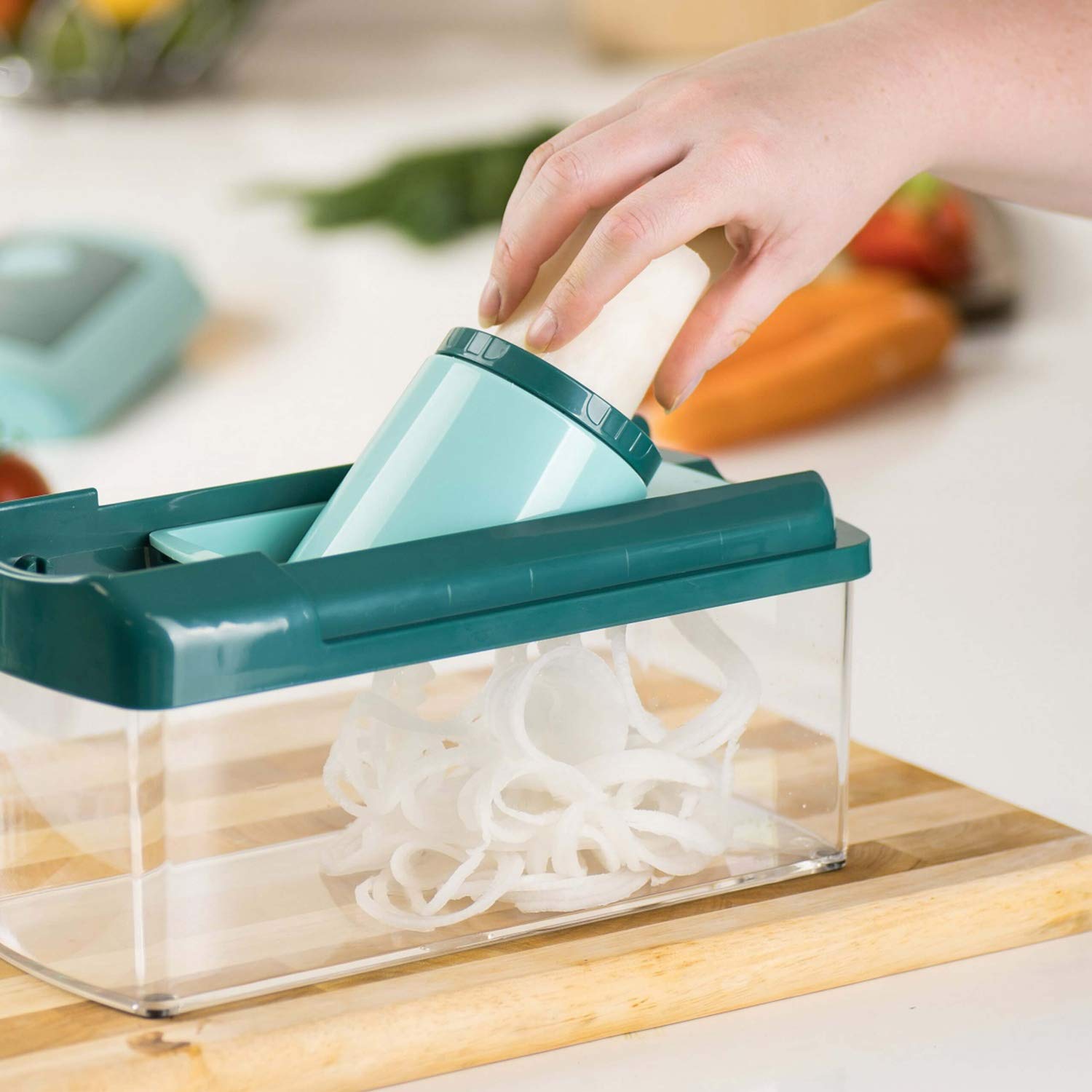 Genius Nicer Dicer Fusion Julietti | 16 części | uniwersalna krajalnica | w zestawie krajalnica, 26,5 x 11,5 x 14,5 cm, miętowa zieleń