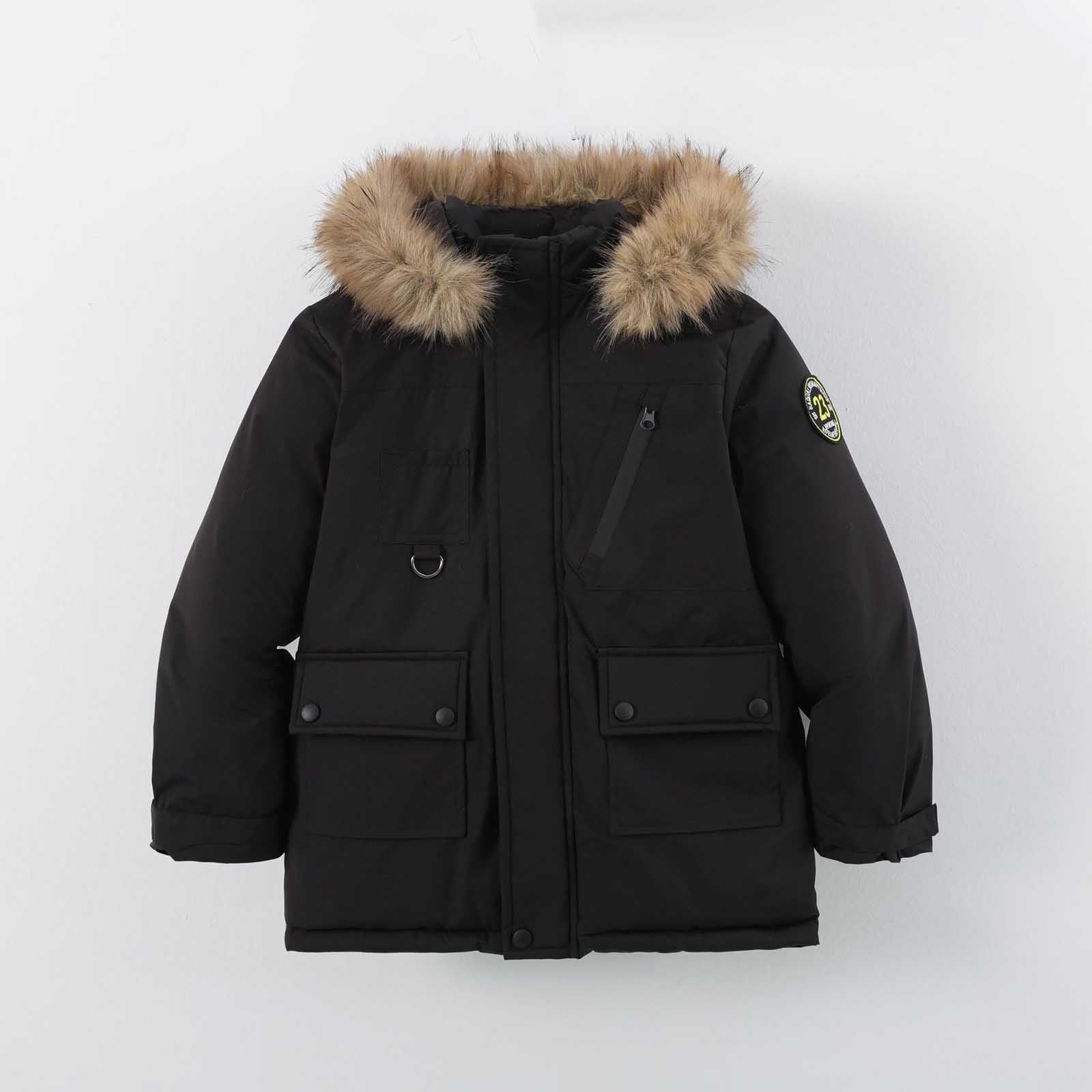 Enfant Doudoune Hiver Manteau Garçon Veste à Capuche, Blouson Couleur Unie Manches Longues Chaud Coupe Vent Vêtement Chaud d'Extérieur Quotidien 8-12 Ans