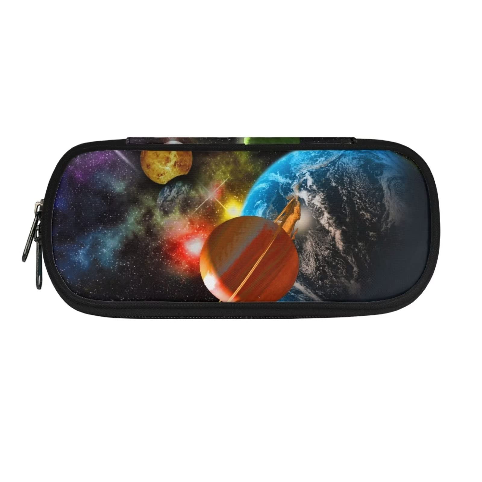 HUGS IDEA Kids School Supplies Pencil Case Galaxy Planets Zipper Pen Bag for Boys Girls Adults Office Desk Stationery Organizer Pencil Pouch Holder