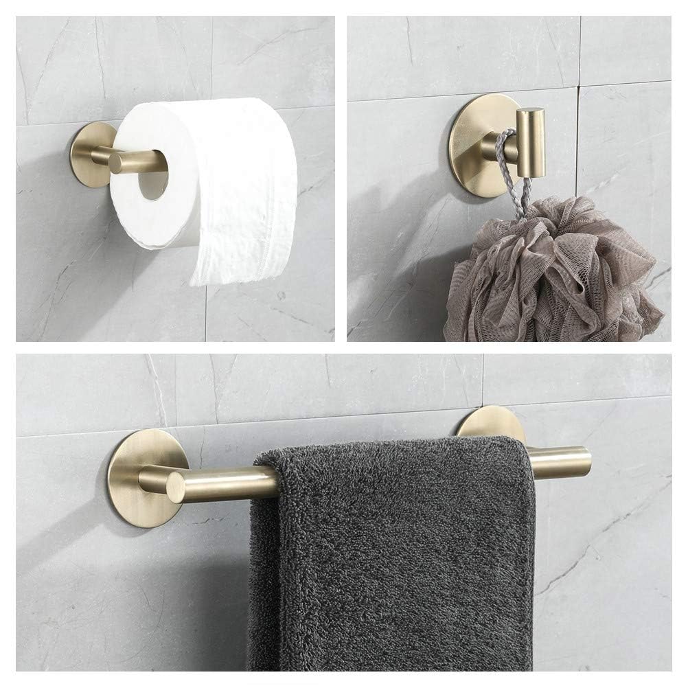 Valaz Accessori da bagno in oro spazzolato Portasciugamani 30 cm + Gruccia + Porta carta igienica - 1 gruccia | Leroy Merlin