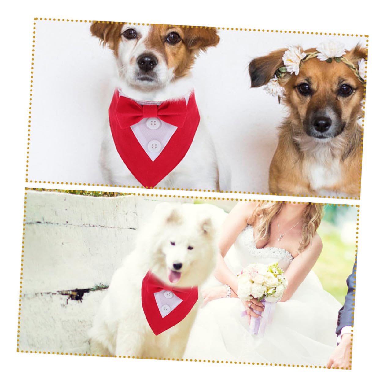 VICASKY 5 Pièces Bandana Chien Réglable Triangle avec Nœud Foulard Salivaire pour Chiots Accessoire Élégant pour Animaux de Compagnie Rouge S
