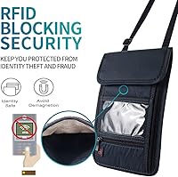 Vista 3 de Cartera con bloqueo RFID para pasaporte con bolsa de almacenamiento para el cuello para tarjeta de identificación de crédito de seguridad de viaje