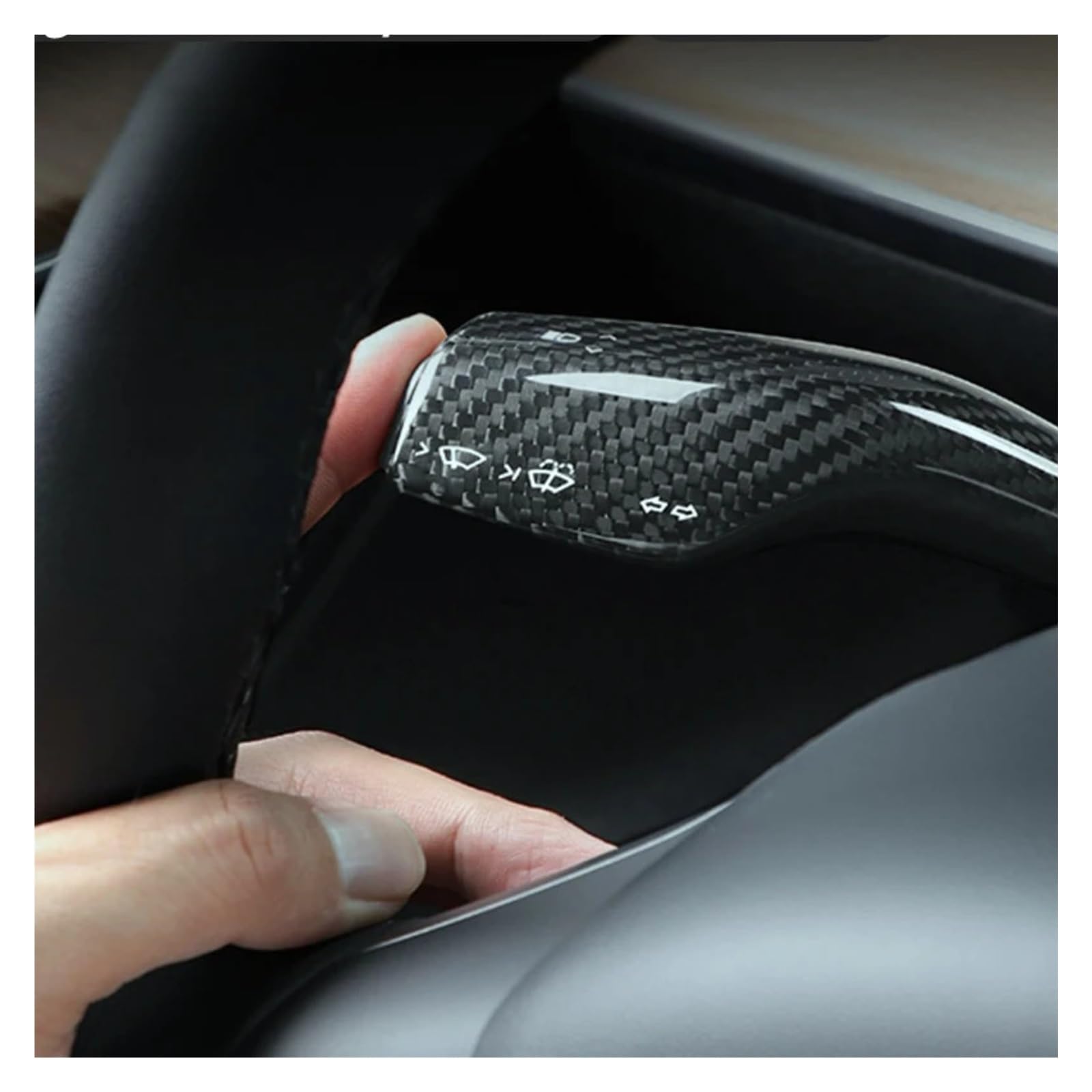 Steering Wheel Shift Protection Cover Sticker, Fit For, Model 3 Y Car Column Carbon Fiber Shift Knob Cover Decor(Matte)